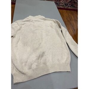 Preppy Mens Chaps Quarter Zip Sweater Medium Cream